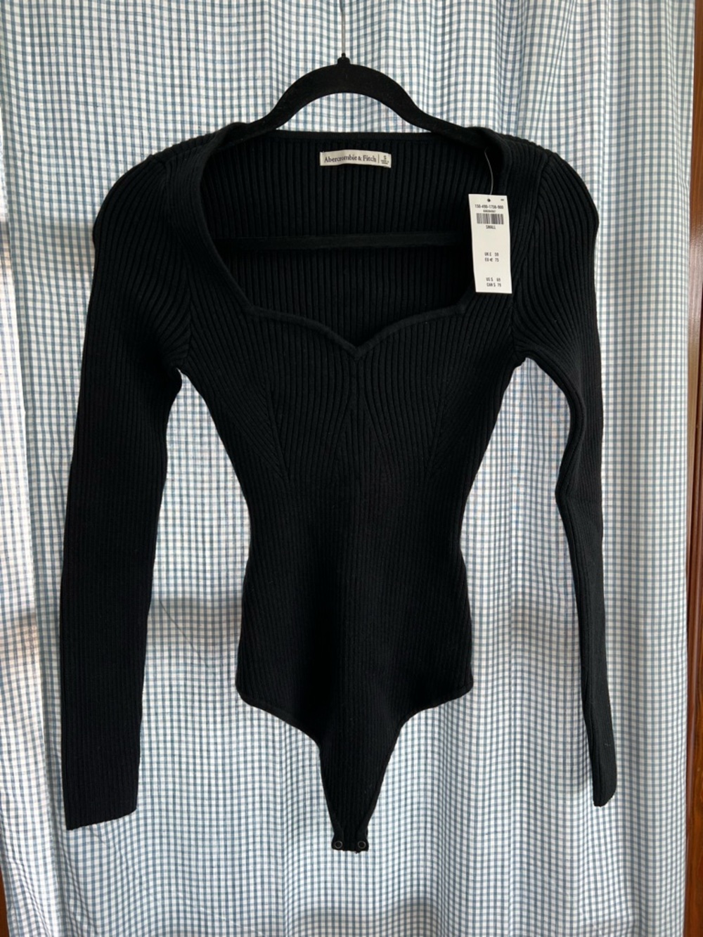Abercrombie & Fitch Black Ribbed Sweetheart-Neck Bodysuit